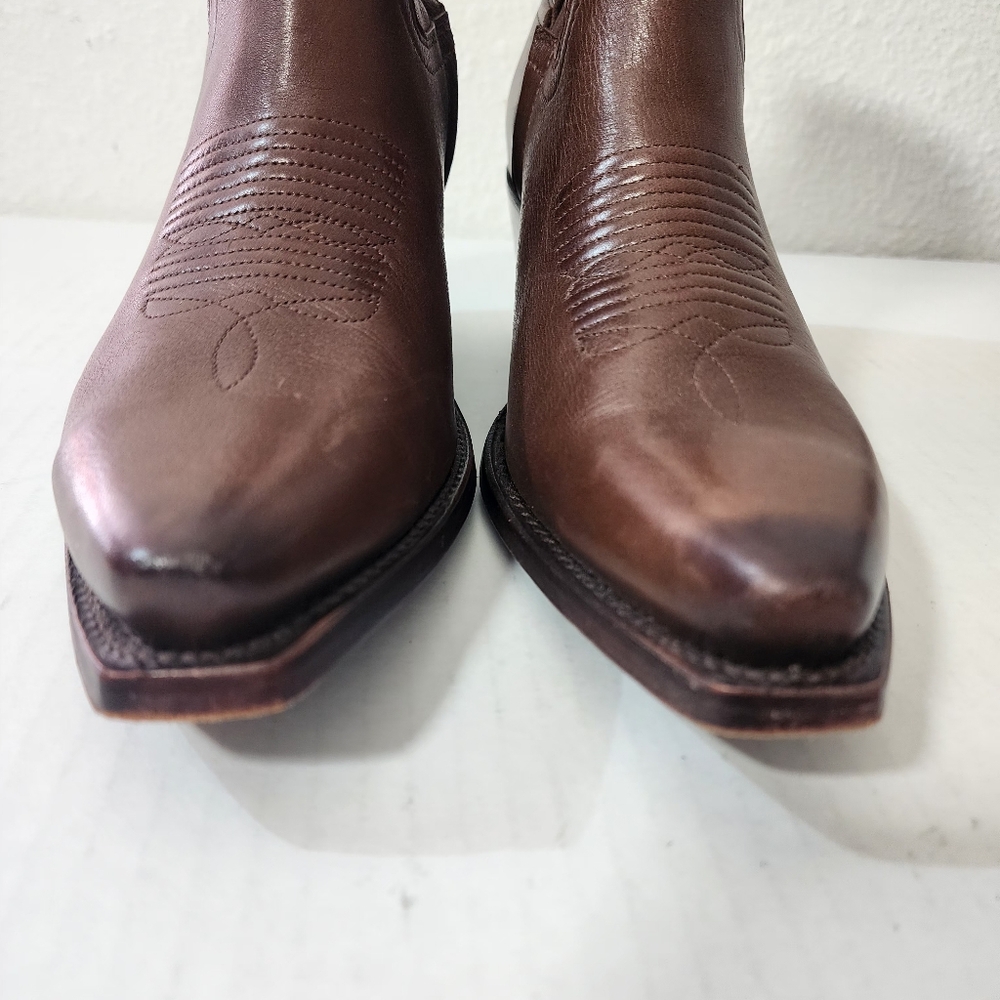 Tecovas Brown Leather Western Ankle Boots Zip Cowboy Size 9B - Picture 5 of 8